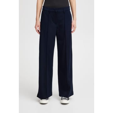 Ichi Kate Office Long Pants In Total Eclipse