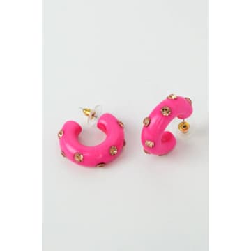 My Doris Hot Pink Chunky Gem Hoop Earrings