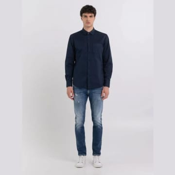 Replay Twill Shirt In Blue