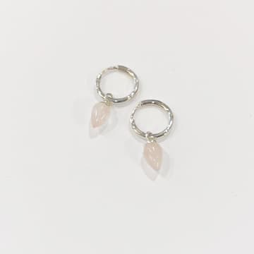 Annie Mundy Nve-03 Silver Drop Earrings Rose Quartz Stone In Metallic