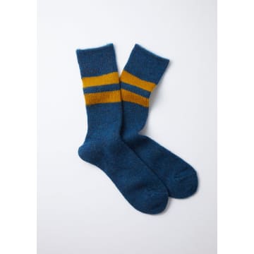 Rototo Dark Blue Brushed Mohair Crew Socks