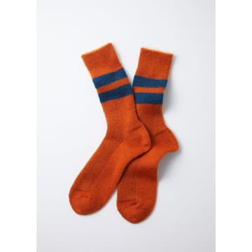 Rototo Orange Brushed Mohair Crew Socks