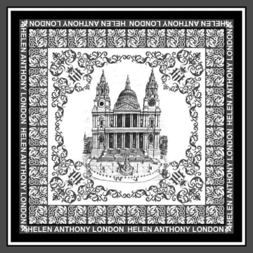 Londonworks Helen Anthony | Large Silk Foulard Scarf | Black & White
