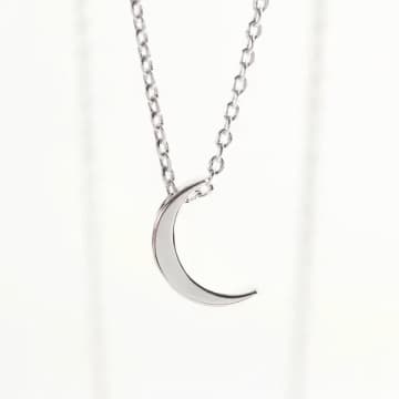 Lisa Angel Silver Crescent Moon Necklace In Metallic
