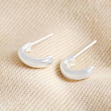 Lisa Angel Small Domed Hoop Earrings In White