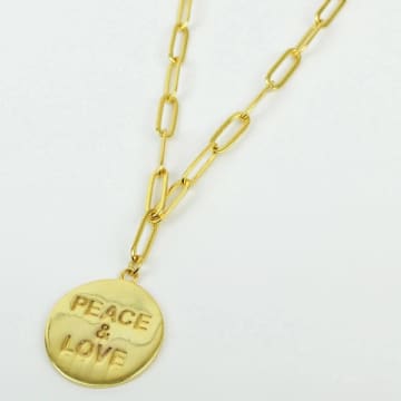My Doris Gold Peace And Love/ Rock And Roll Coin Chain Necklace