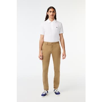 Lacoste Slim Fit Stretch Cotton Pants - 30/32 In Beige
