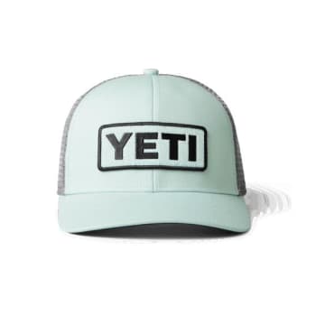 Yeti Leather Logo Badge Trucker Cap Ice Mint In Green