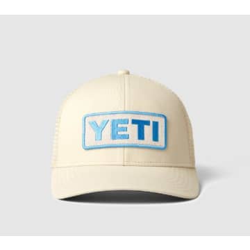 Yeti Leather Logo Badge Trucker Cap Cream In Neutrals