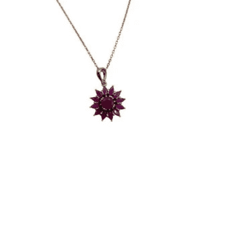 Sixton Ruby Flower Necklace From In Gold