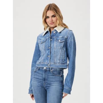 Paige Relaxed Vivienne Cropped Jacket Valerie Distressed In Blue