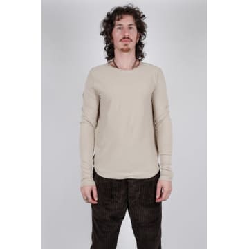 Hannes Roether Raw Neck Cotton L/s T-shirt Sand In Neutrals
