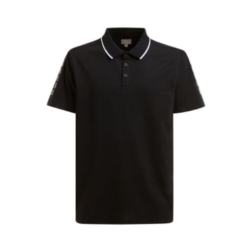 Shop Guess Pique Tape Regular Fit Polo Shirt Jet Black