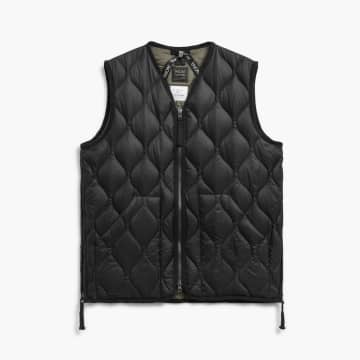 Shop Taion Unisex Soft Shell Military Zip V-neck Down Vest In Black