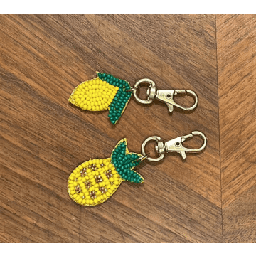 Tara Lemon And Pineapple Key Chain Set In Yellow