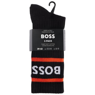 Hugo Boss 3 Pack Rib Stripe Sport Socks In Black