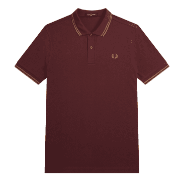 Fred Perry Twin Tipped Slim Fit Polo In Brown