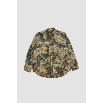 Shop Beams Polyester Camouflage Jacquard Adventure Shirt Olive In Green