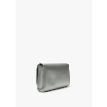 Valentino Garavani Divina Silver Pebbled Clutch Bag In Metallic