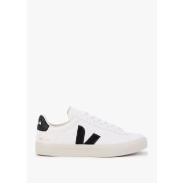 Shop Veja Campo Chromefree Leather Extra White Black Trainers