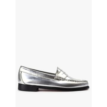 G.h. Bass & Co Womens Weejun Leather Penny Loafers In Silver In Metallic
