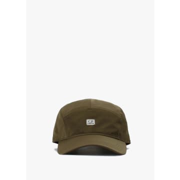 C.p. Company Mens Chrome-r Panelled Logo Cap In Ivy Green