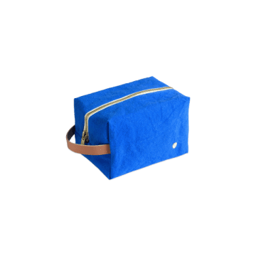 La Cerise Sur Le Gateau Small Cotton Wash Bag, Bleu Mecano In Blue