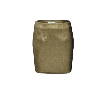 Shop Yaya Mini Skirt With Zip And Glitter Effect In Straight Fit In Gold