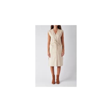 Max Mara Leisure Badesse Faux Suede Long Gilet Col: Albino, Size: L In Neutral