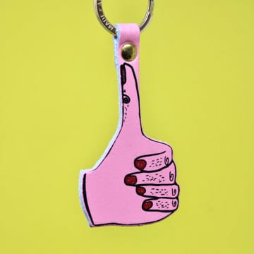 Ark Colour Design Thumbs Up Hand Signs Key Fob In Pink