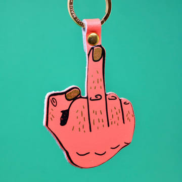 Ark Colour Design Flip The Bird Hand Signs Key Fob In Pink