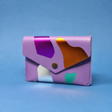 Ark Colour Design Lilac Abstract Leather Popper Purse In Grey