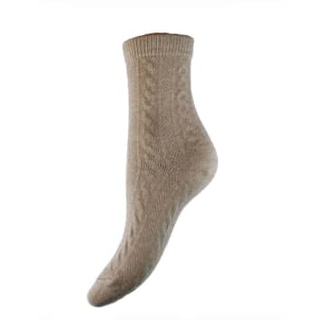 Joya Tan Ribbed Socks In Neutrals