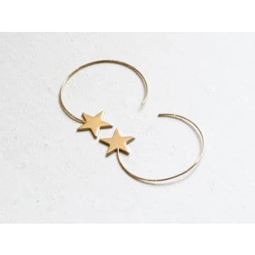 Bunny And Clarke Gold Star Pull Through Hoop Earrings