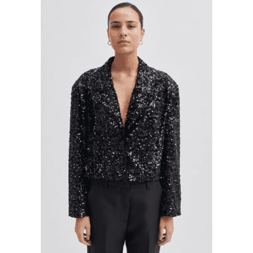 Second Female Home Luxurious Crop Blazer In Black