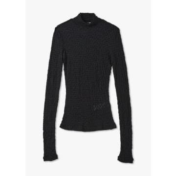 Shop Frame Womens Mesh Lace Roll Neck Top In Noir In Black