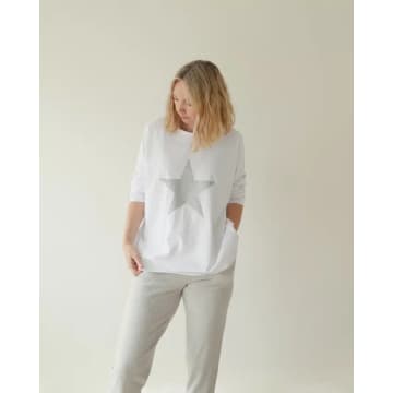 Chalk Robyn Top In White With Silver Glitter Star