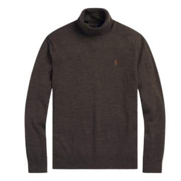 Ralph Lauren Washable Wool Turtleneck Sweater In Brown
