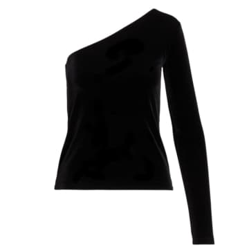 Shop Ralph Lauren Velvet One Sleeve Top In Black