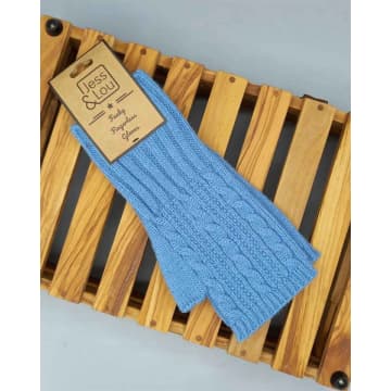 Jess And Lou - Cable Knit Fingerless Gloves In Blue