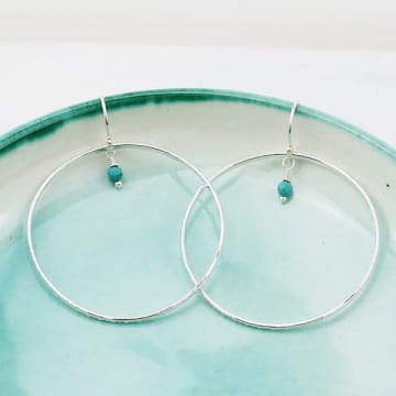 Lucy Kemp Jewellery Sterling Silver Celestial Turquoise Hoop Earring In Metallic