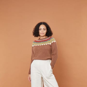 Donna Wilson Helga Yoke Sweater In Brown