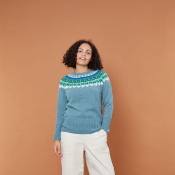 Donna Wilson Helga Yoke Sweater- Lugano In Blue