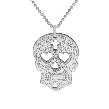 Carter Gore Sugar Skull Large Pendant Necklace In Metallic