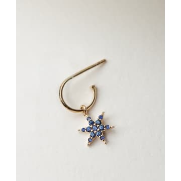 Zoe And Morgan Limited Edition Blue Sapphire Mini Anahata Single Hoop In Gold