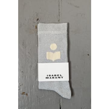 Marant Etoile Slazia Silver Lurex Logo Socks In Metallic