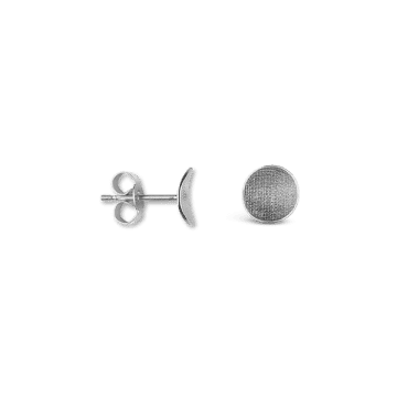 Kei Tominaga Sterling Silver Stud Earrings, Curved Circle In Metallic