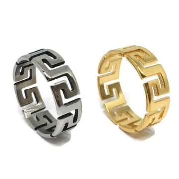 Londonworks Crypt | Aztec Pattern Ring | Silver In Metallic