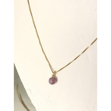 Ellen Beekmans Lilac Shiny Gemstone Pendant Necklace In Gold