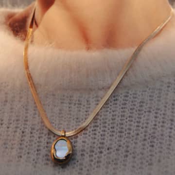 Nordic Muse Gold Snake Chain And Fluid Sea Shell Pendant Necklace
